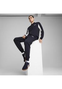 Puma - Męski dres inspirowany koszykówką z poliestru PUMA New Navy Blue. Kolor: niebieski. Materiał: dresówka, poliester. Sport: koszykówka