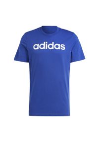 Adidas - Essentials Single Jersey Linear Embroidered Logo Tee. Kolor: niebieski. Materiał: jersey