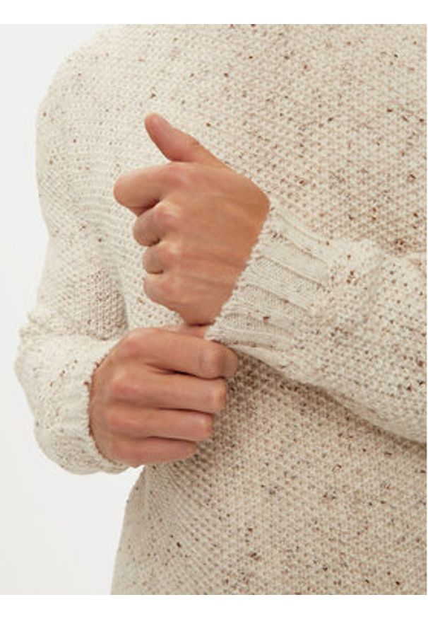 Sisley Sweter 10FES103Z Beżowy Regular Fit. Kolor: beżowy. Materiał: syntetyk