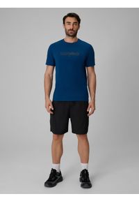 4f - 4F T-shirt regular z nadrukiem męski - granatowy M. Okazja: na co dzień. Kolor: niebieski. Materiał: bawełna, dzianina. Wzór: nadruk. Styl: casual #2