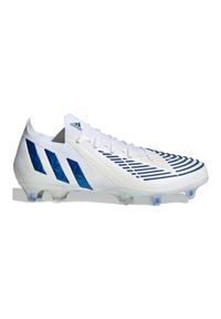 Adidas - Buty piłkarskie adidas Predator Edge.1 L Fg M GV7388 białe białe. Zapięcie: pasek. Kolor: biały. Materiał: guma, syntetyk. Szerokość cholewki: normalna. Wzór: paski. Sport: piłka nożna