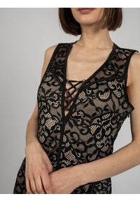 Marciano Guess Sukienka | W74K24WA9B0 | Dress | Kobieta | Czarny. Kolor: czarny. Materiał: elastan, poliamid. Długość rękawa: na ramiączkach. Wzór: aplikacja. Typ sukienki: dopasowane