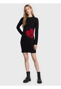 Love Moschino - LOVE MOSCHINO Sukienka dzianinowa WSE0810X A125 Czarny Regular Fit. Kolor: czarny. Materiał: wełna