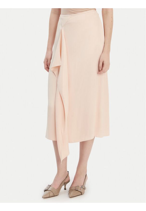 BOSS Spódnica midi Vemuth 50552076 Różowy Regular Fit. Kolor: różowy. Materiał: wiskoza