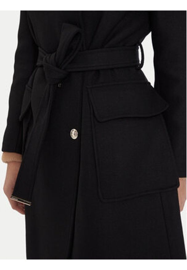 Morgan Płaszcz wełniany 242-GALOUA Czarny Regular Fit. Kolor: czarny. Materiał: syntetyk