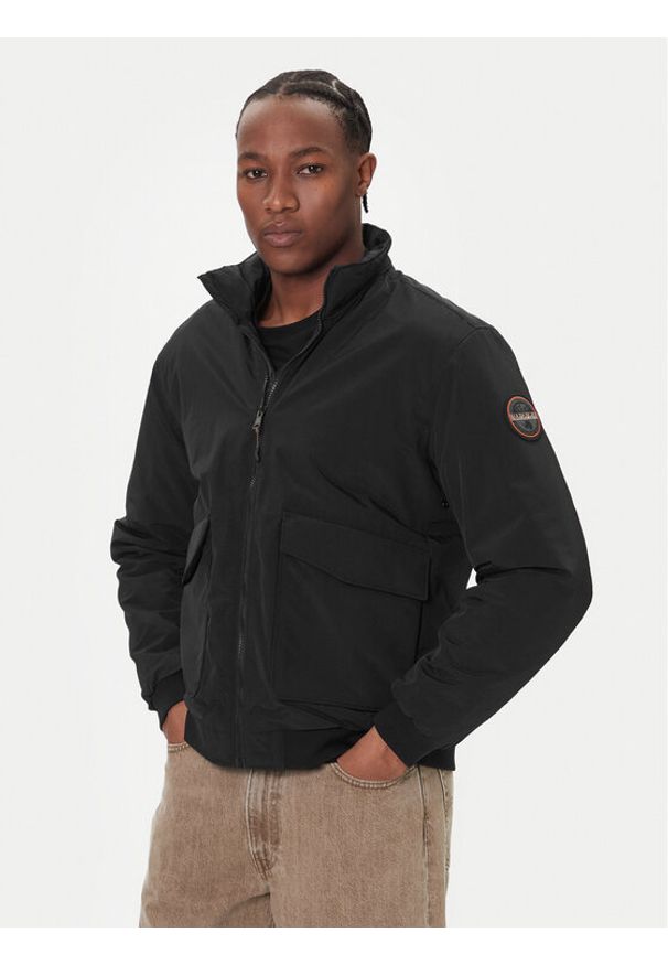 Napapijri Kurtka bomber A-Giovi NP0A88U2 Czarny Regular Fit. Kolor: czarny. Materiał: syntetyk