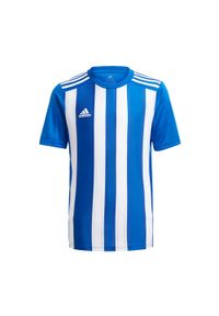 Adidas - Koszulka dziecięca adidas Striped 21. Kolor: niebieski, biały, wielokolorowy. Materiał: materiał. Sport: piłka nożna