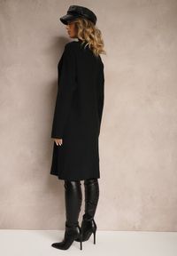 Renee - Czarna Pudełkowa Sukienka z Półgolfem Wełną i Bawełną Gilara. Okazja: na spotkanie biznesowe, na co dzień. Kolor: czarny. Materiał: bawełna, wełna. Długość rękawa: długi rękaw. Typ sukienki: proste. Styl: klasyczny, casual, elegancki, biznesowy