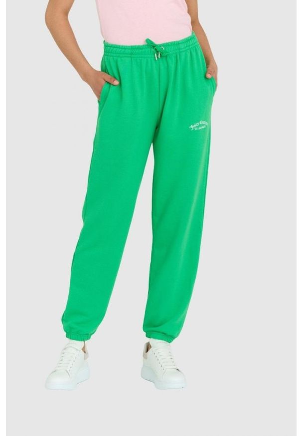 Juicy Couture - JUICY COUTURE Zielone spodnie damskie wendy recycled z haftowanym logo, Rozmiar XS. Kolor: zielony. Materiał: dresówka. Wzór: haft