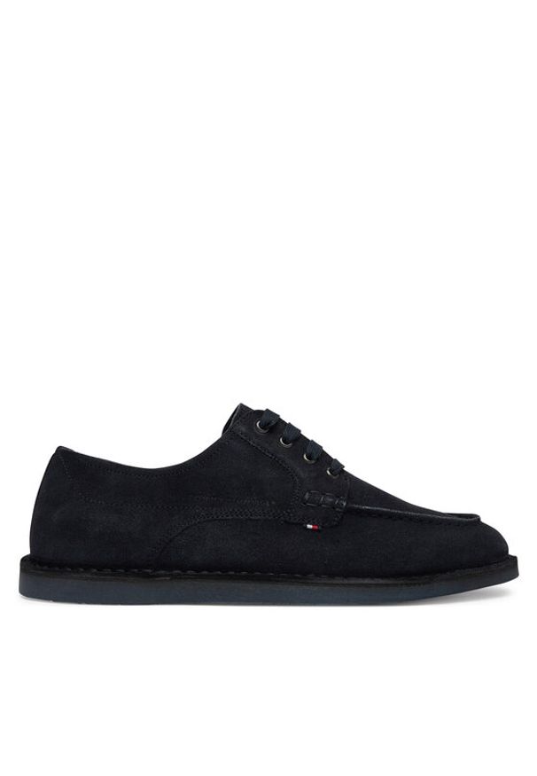 TOMMY HILFIGER - Tommy Hilfiger Półbuty Stitchdown Suede Derby FM0FM05841 Granatowy. Kolor: niebieski. Materiał: zamsz, skóra