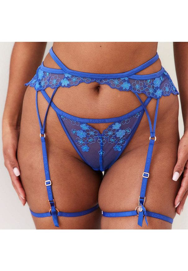 Intica - Komplet bielizny z drobnym wzorem i przezroczystymi wstawkami Solja. Kolor: czarny. Materiał: materiał. Wzór: paski