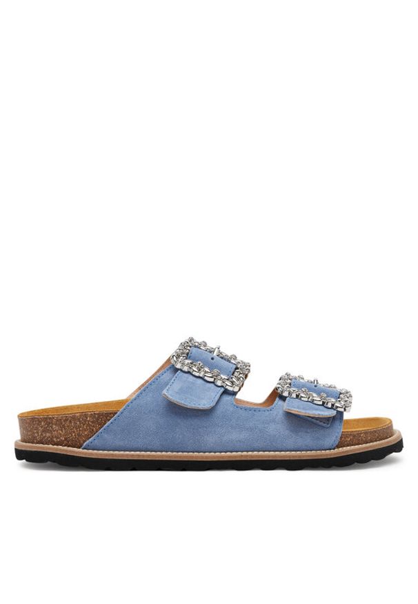Pollini Klapki SA28373G0MTF0712 Błękitny. Kolor: niebieski. Materiał: skóra, zamsz