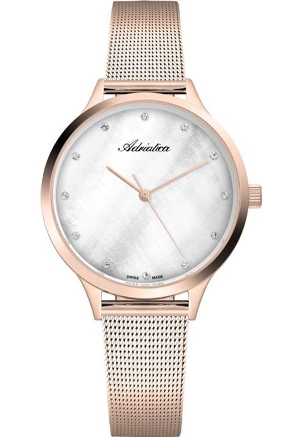 Zegarek Adriatica Zegarek damski Adriatica A3572.914FQ CYRKONIE różowe złoto. Kolor: złoty, wielokolorowy, różowy