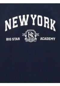 Big-Star - koszulka dziewczęca oversize z kontrastowym nadrukiem granatowa larysa 403. Okazja: na co dzień. Kolor: niebieski. Materiał: bawełna, jeans, dzianina. Wzór: nadruk. Styl: casual #2