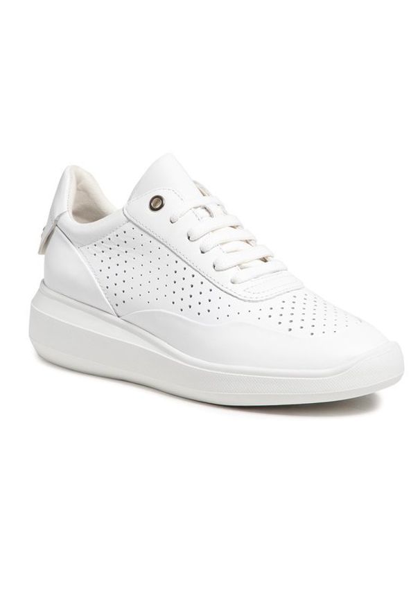 Geox Sneakersy D Rubidia C D15APC 00085 C1000 Biały. Kolor: biały. Materiał: skóra