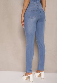 Renee - Jasnoniebieskie Jeansy Skinny High Waist z Ozdobnymi Przetarciami Palisiela. Okazja: na co dzień. Stan: podwyższony. Kolor: niebieski. Styl: casual, elegancki