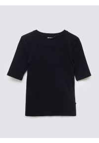 Big-Star - Koszulka damska w prążek czarna Imija 906. Okazja: na co dzień. Kolor: czarny. Materiał: prążkowany, dzianina. Długość rękawa: krótki rękaw. Wzór: prążki. Styl: casual #6