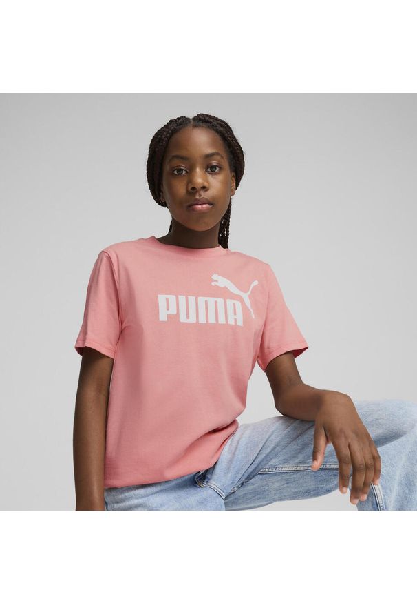 Puma - Młodzieżowa koszulka ESS z logo No. 1 PUMA Pink Fruit. Kolor: różowy. Materiał: bawełna. Sport: joga i pilates