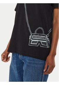 Karl Lagerfeld - KARL LAGERFELD T-Shirt Cross Bag 236W1731 Czarny Regular Fit. Typ kołnierza: dekolt w karo. Kolor: czarny. Materiał: bawełna #2