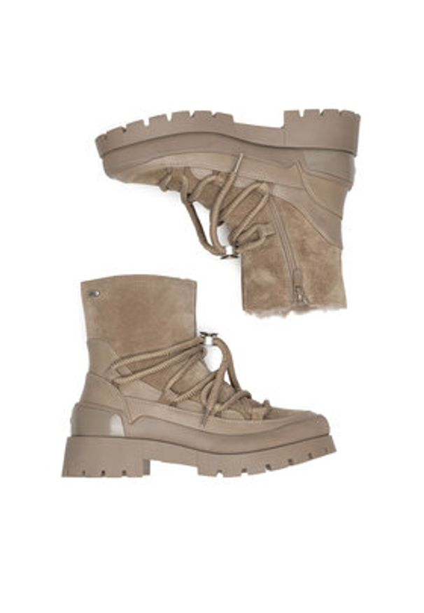 MEXX Botki MI001714043W Beżowy. Kolor: beżowy. Materiał: skóra, zamsz