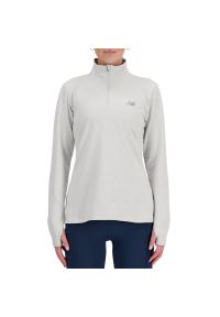 Bluza New Balance WT41150AHH - szara. Okazja: na spacer. Kolor: szary. Materiał: poliester, materiał. Styl: sportowy, elegancki. Sport: turystyka piesza