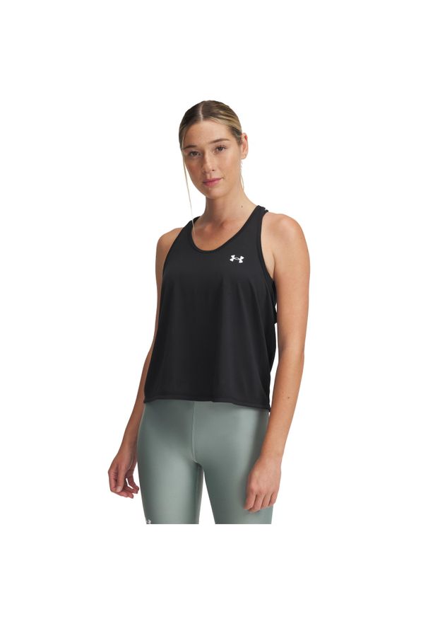 Damski tank top Under Armour Tech Swing. Kolor: czarny. Długość rękawa: bez rękawów. Sport: fitness