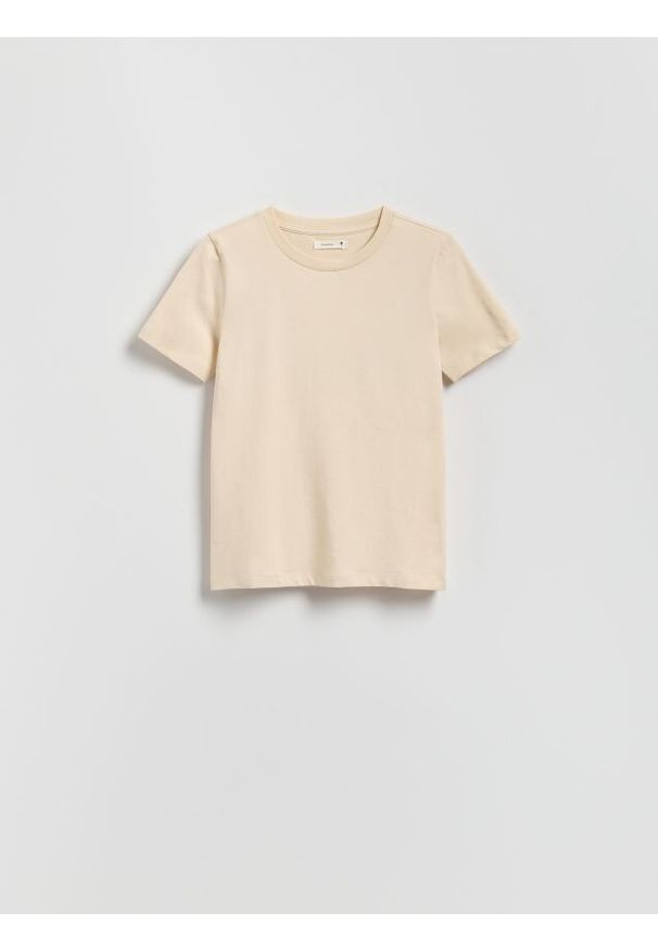 Reserved - T-shirt regular - złamana biel. Materiał: dzianina, bawełna