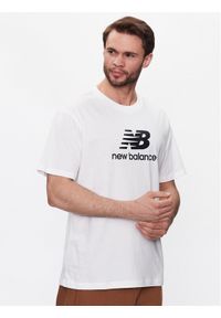 New Balance T-Shirt Essentials Stacked Logo MT31541 Biały Relaxed Fit. Kolor: biały. Materiał: bawełna