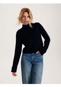 Reserved - Sweter z wiskozą - czarny. Kolor: czarny. Materiał: wiskoza #1