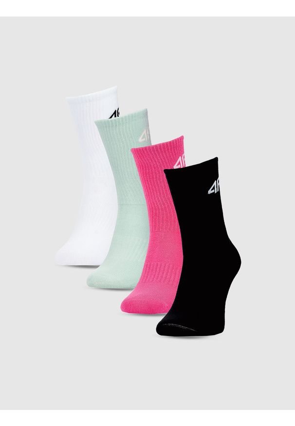 4f - 4F Skarpetki casual za kostkę (4-pack) dziewczęce - multikolor 32-34. Kolor: wielokolorowy. Materiał: bawełna, włókno, materiał, poliamid