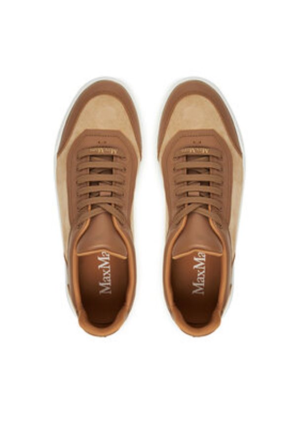 Max Mara Sneakersy Maxi 2524766071650 Brązowy. Kolor: brązowy. Materiał: zamsz, skóra