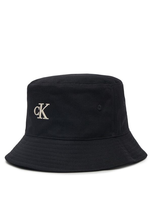 Calvin Klein Jeans Kapelusz Embroidered Monogram Bucket Hat LV04K5020G Czarny. Kolor: czarny. Materiał: materiał, bawełna