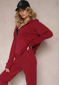 Renee - Bordowy Komplet Dresowy 2-częściowy z Bluzą i Spodniami Seraphira. Kolor: czerwony. Materiał: dresówka #4