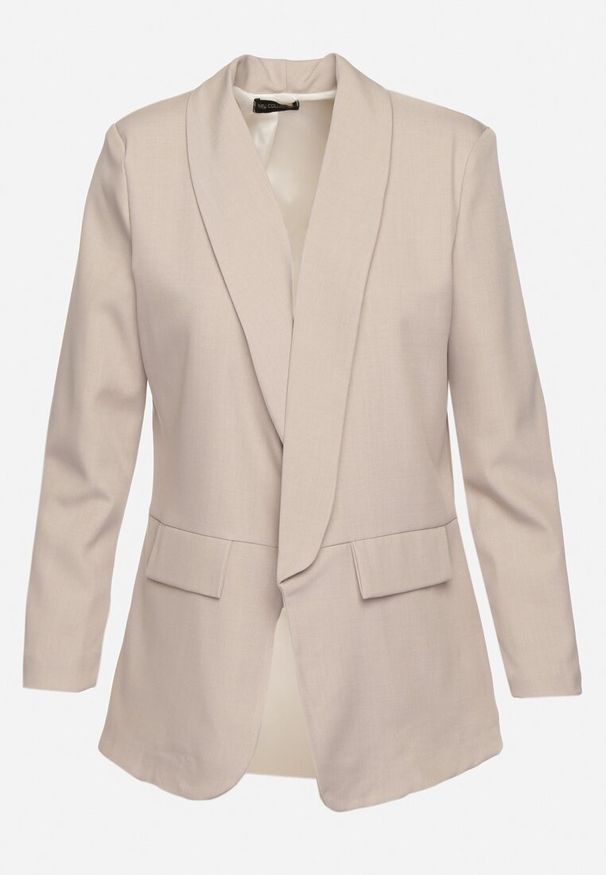 Born2be - Jasnoszara Niezapinana Marynarka z Klapami Imitującymi Kieszonki Asandra. Okazja: na imprezę, do pracy. Kolor: szary. Styl: elegancki