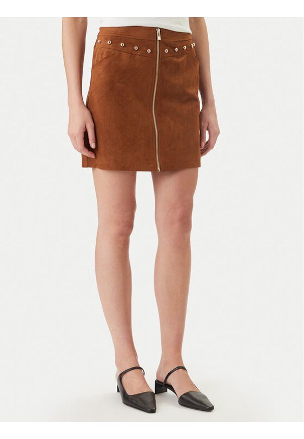 Morgan Spódnica z imitacji skóry 261-JCLAM Brązowy Regular Fit. Kolor: brązowy. Materiał: syntetyk