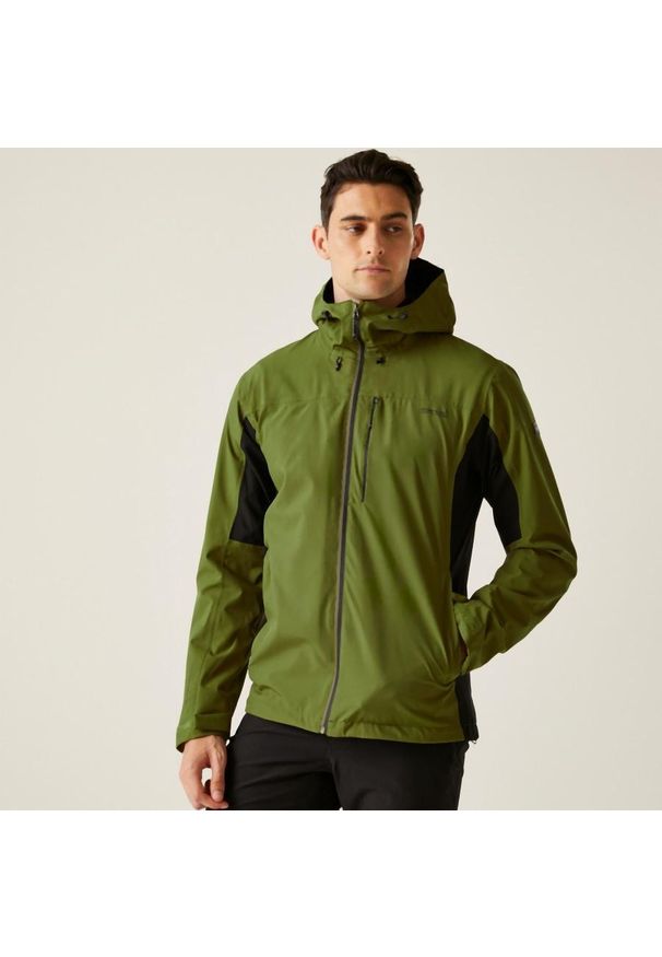 Regatta - Kurtka turystyczna przeciwdeszczowa męska Birchdale wodoodporna. Kolor: zielony. Materiał: poliester, tkanina. Sport: turystyka piesza