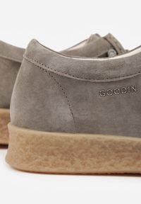 Renee - Ciemnobeżowe Półbuty z Zamszu Naturalnego ze Skórzaną Wkładką i Przeszyciami Oaraneva. Kolor: beżowy. Materiał: zamsz, skóra. Styl: elegancki #5