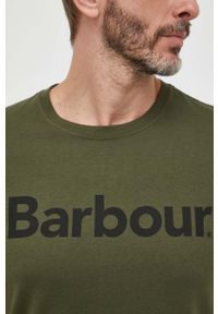 Barbour t-shirt bawełniany kolor zielony z nadrukiem. Kolor: zielony. Materiał: bawełna. Wzór: nadruk. Styl: klasyczny #5