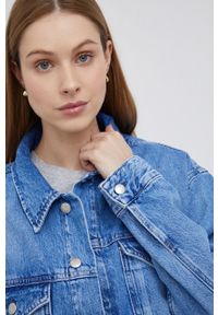 Calvin Klein Jeans Kurtka jeansowa damska przejściowa oversize. Kolor: niebieski. Materiał: denim #3