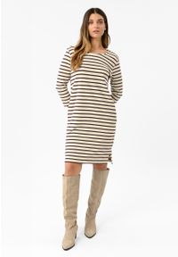 Volcano - Bawełniana sukienka w paski G-PURE. Okazja: na co dzień. Materiał: bawełna. Długość rękawa: krótki rękaw. Wzór: paski. Typ sukienki: dopasowane, sportowe, proste. Styl: klasyczny, casual, elegancki, sportowy. Długość: mini #1