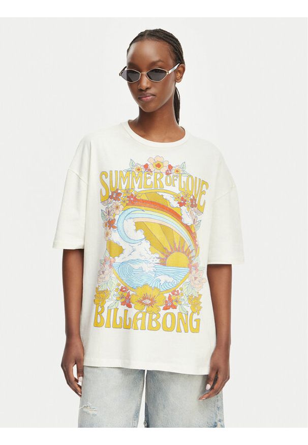 Billabong T-Shirt Summer Of Love EBJZT00592 Biały Loose Fit. Kolor: biały. Materiał: bawełna
