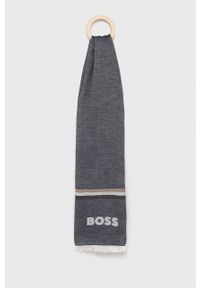 BOSS - Boss szalik męski kolor granatowy wzorzysty. Kolor: niebieski