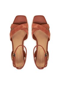 TOMMY HILFIGER - Tommy Hilfiger Espadryle Leather & Suede Mid Wedge Espad FW0FW08804 Brązowy. Kolor: brązowy. Materiał: skóra