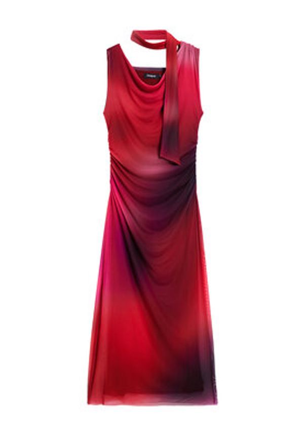 Desigual Sukienka koktajlowa Maine 26SWVK19 Czerwony Slim Fit. Kolor: czerwony. Materiał: syntetyk. Styl: wizytowy