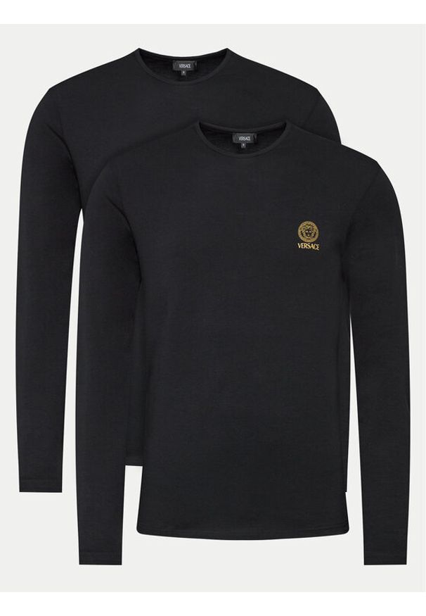 VERSACE - Versace Komplet longsleeve AU10197 Czarny Slim Fit. Kolor: czarny. Materiał: bawełna. Długość rękawa: długi rękaw