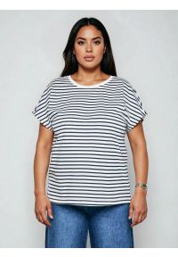 Big-Star - Koszulka damska w paski biało-granatowa Aleksa 403. Kolor: niebieski. Materiał: dzianina, bawełna, żakard. Wzór: paski. Sezon: lato. Styl: wakacyjny, sportowy #5