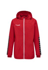 Kurtka do piłki nożnej dla dzieci Hummel Authenctic All-Weather. Kolor: czerwony, różowy, biały, wielokolorowy. Sport: fitness, piłka ręczna