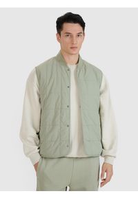 4f - 4F Bezrękawnik ze stójką męski - oliwkowy M. Okazja: na co dzień. Typ kołnierza: kołnierzyk stójkowy. Kolor: oliwkowy, wielokolorowy, brązowy. Materiał: syntetyk, materiał, tkanina. Długość rękawa: bez rękawów. Wzór: gładki. Styl: klasyczny, casual, sportowy #1