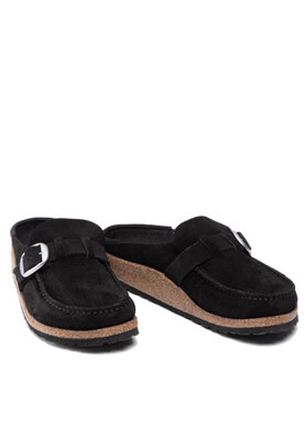 Birkenstock Klapki Buckley 1017826 Czarny. Kolor: czarny. Materiał: welur, skóra