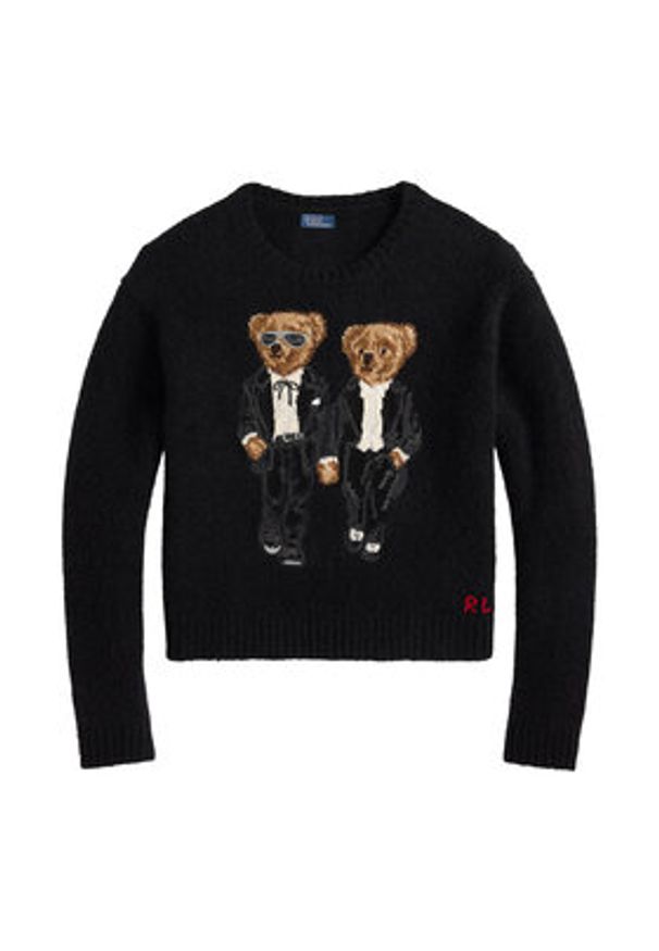 Polo Ralph Lauren Sweter 211978619001 Czarny Relaxed Fit. Typ kołnierza: polo. Kolor: czarny. Materiał: wełna